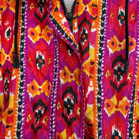 Vintage 80's Aviat Sportif Bright Tribal IKAT Hip-Hop Full Zip Track Windbreaker - Picture 3 of 11